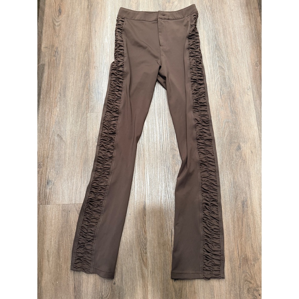 Maniere De Voir Brown Ruched Side Flare Pants‎ Women US 6 UK 10